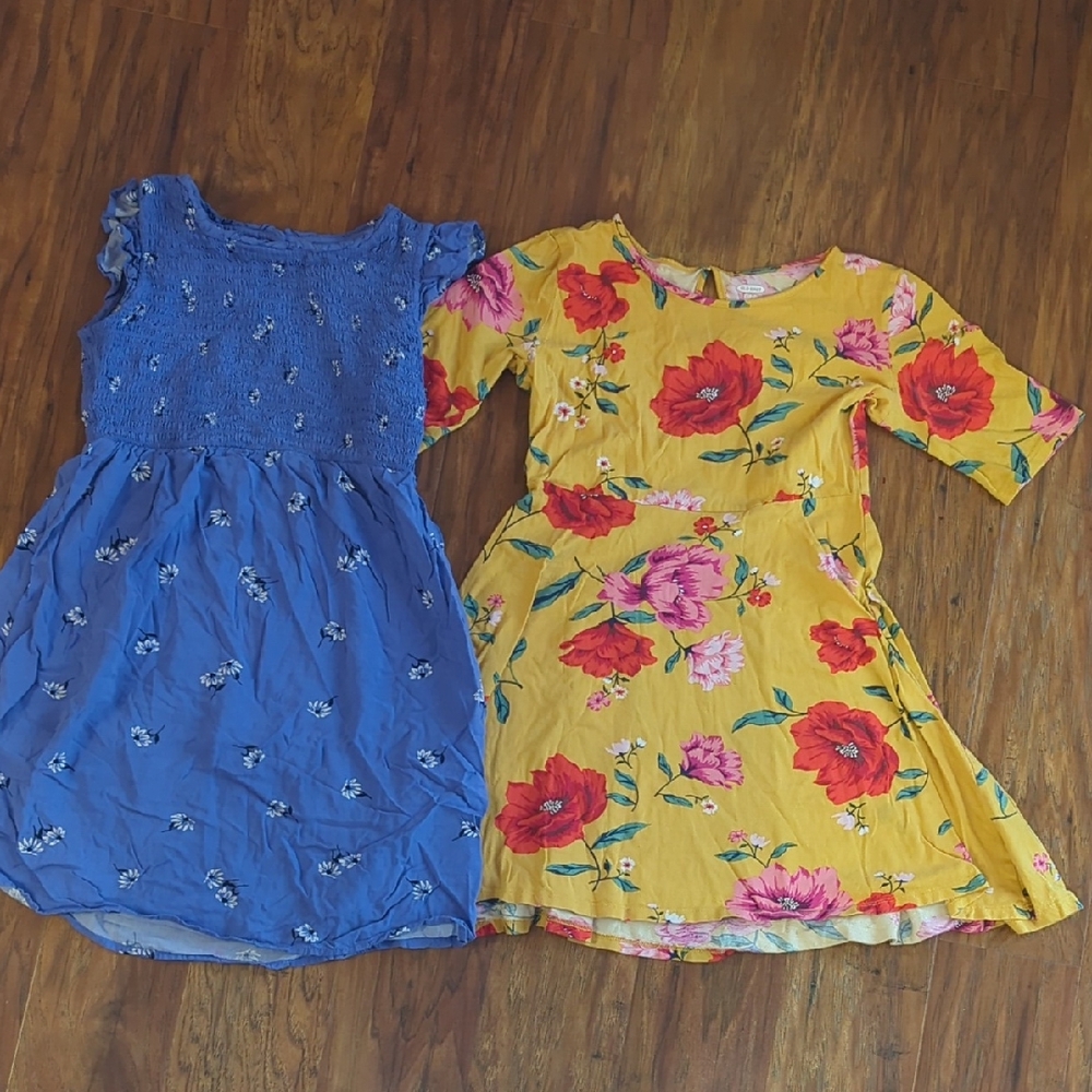 Old Navy Blue and Yellow Floral Kids Dresses